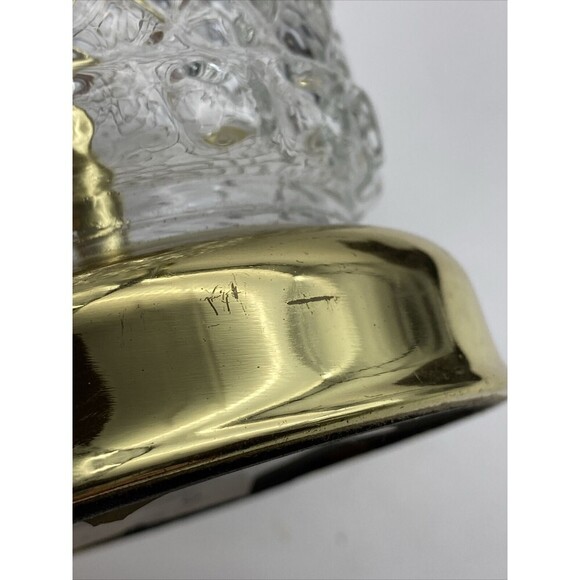 Vtg Table Lamp Chunky Diamond Glass Clear Brass Insert & Base No Shade 90s Y2K - Picture 13 of 13